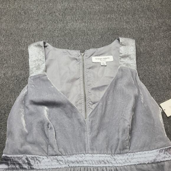 Liz‎ Lange Maternity Dress Womens Small Silver Velvet Sequin Strap V Neck A-Line - Picture 6 of 12